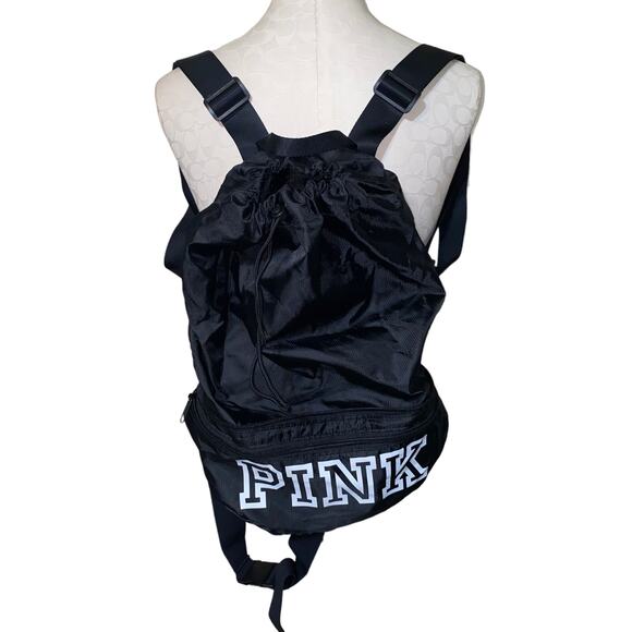 Victoria's Secret PINK Convertible Backpack/Fanny Pack Black/White - Picture 2 of 9